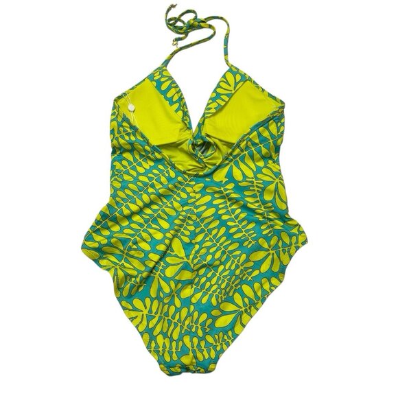 Trina‎ Turk Swimsuit Womens 12 Colorful Tropical Trellis Plunge One Piece Resort - Picture 2 of 10